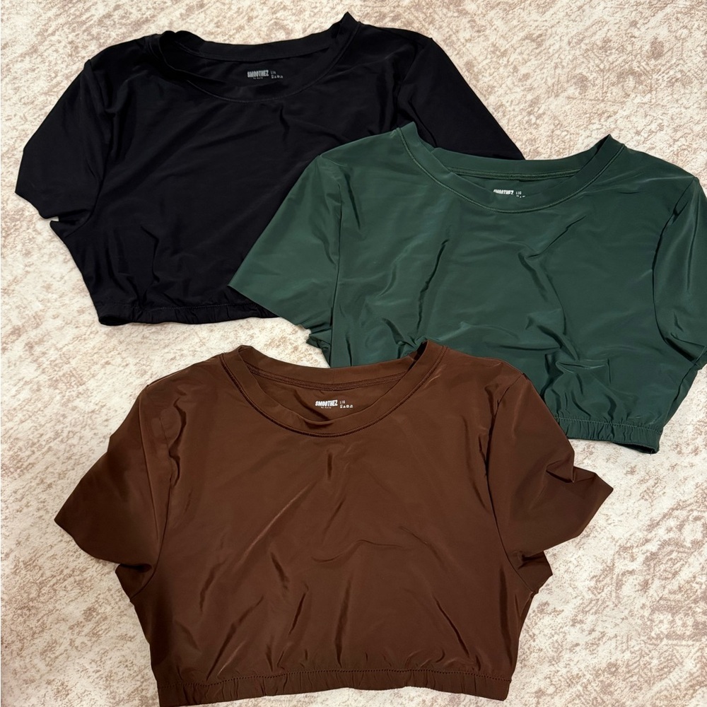 Smoothez by Aerie Set of 3 Cropped Short Sleeve Tops